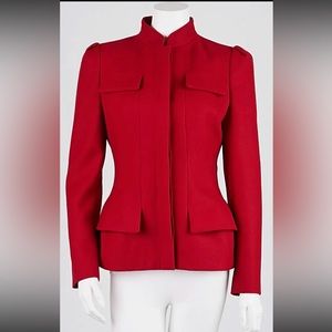 Alexander McQueen Red Wool Peplum Jacket 8/42